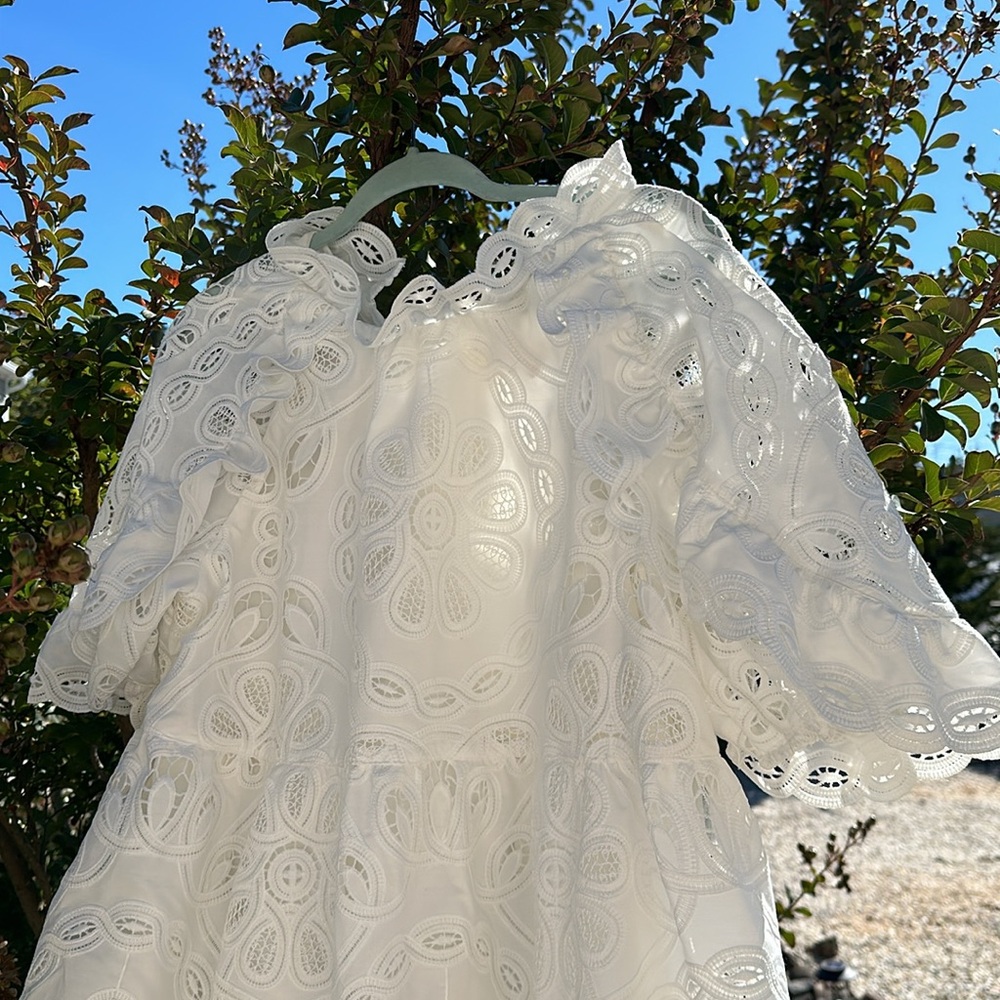STUNNING Sezane dress 8 white lace wedding bridal shower rehearsal influencer - Picture 7 of 15